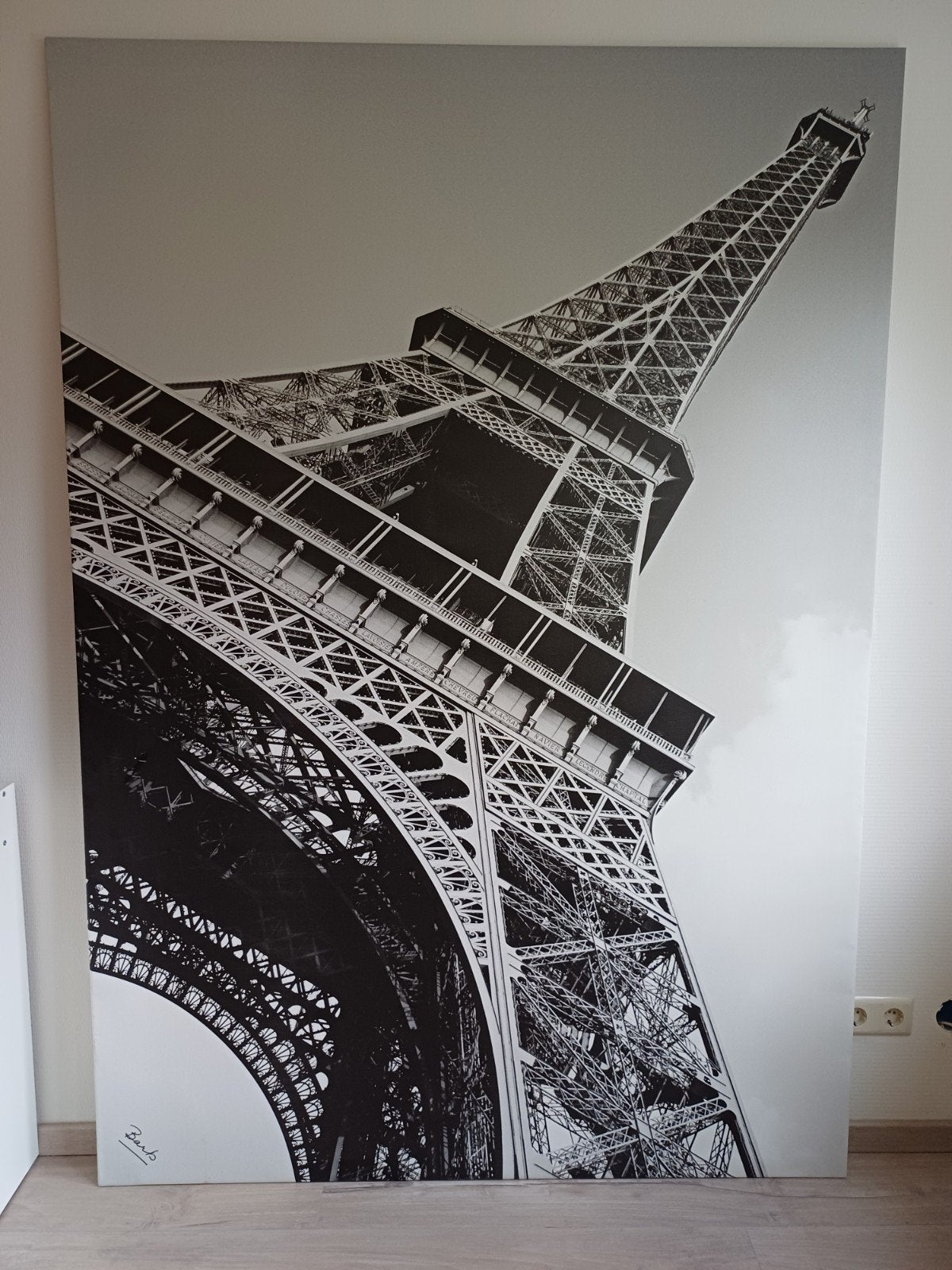Grote zwart-wit foto poster Eiffeltoren canvas (140x200 c, Ophalen, Gebruikt, 125 cm of meer, Foto of Poster