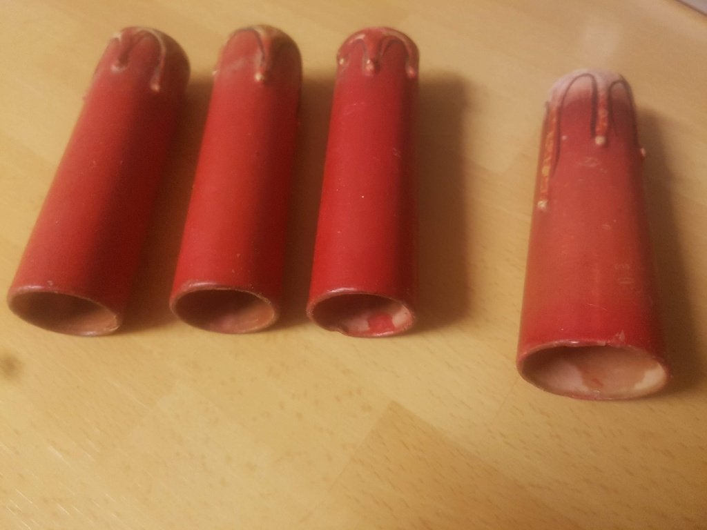 4x Rode Kaarsvormige Lampfittingen E14 krooluchter led, Overige materialen, Gebruikt, Verzenden, E14 (klein)