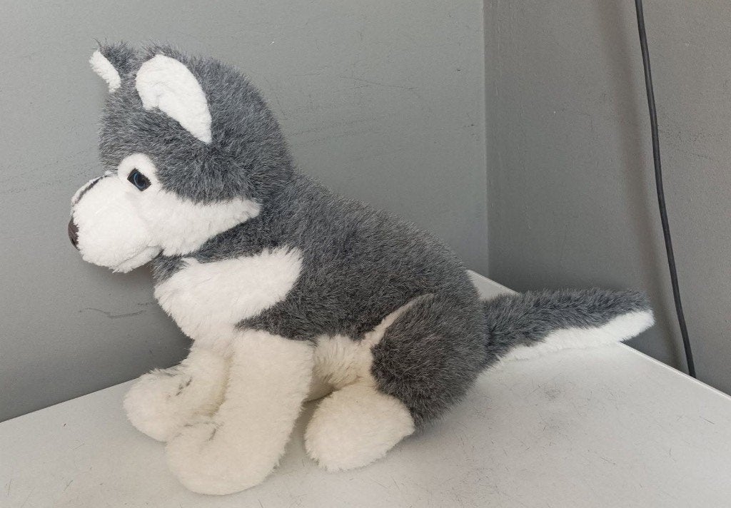 Schattige Husky Knuffel, Gebruikt, Grijs, Middelgroot (20 tot 80 cm), Hond