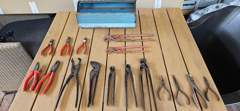 prachig oud kistje gereedschap van de loodgieter, Ophalen of Verzenden