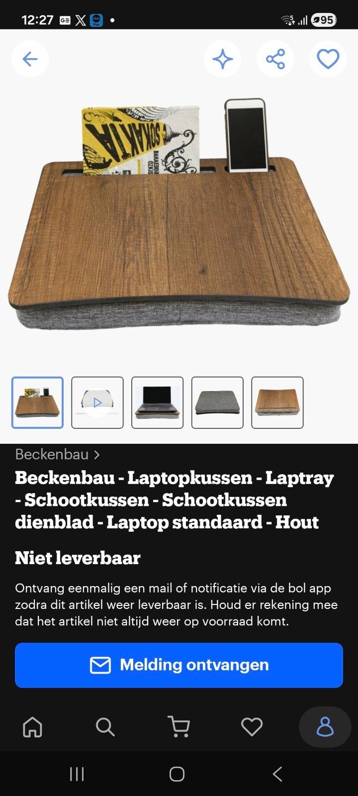 Schootkussen met dienblad / laptopkussen, Ophalen of Verzenden
