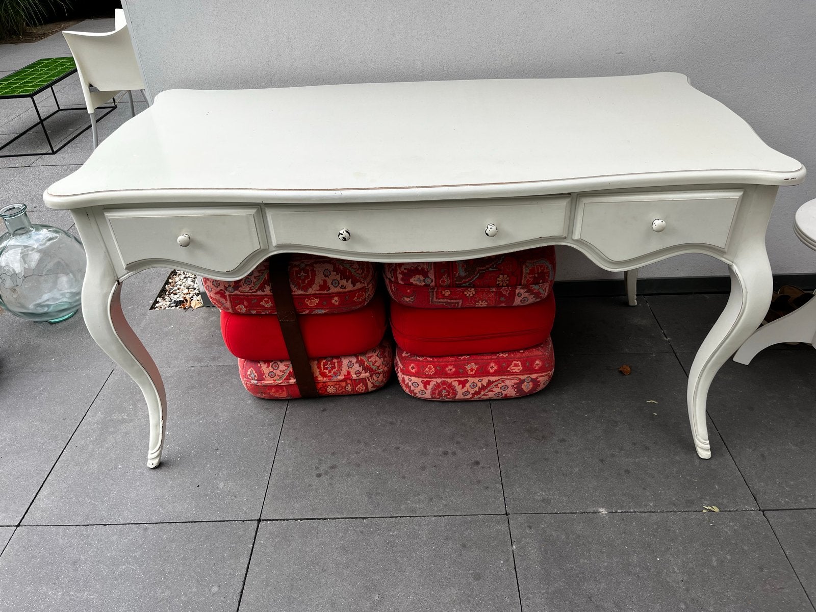 Vintage wit bureau met lades - Klassieke stijl, Ophalen, Gebruikt, 100 tot 150 cm, Tot twee personen