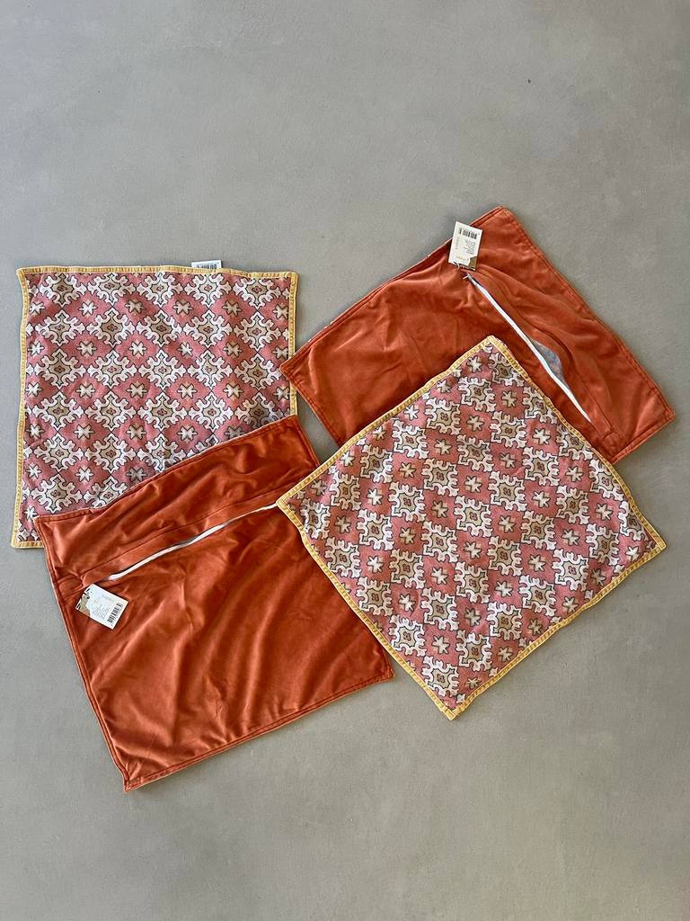 Xenos Kussenslopen Boho Fluweel Print - Set van 4, Huis en Inrichting, Woonaccessoires | Kussens, Ophalen of Verzenden, Nieuw