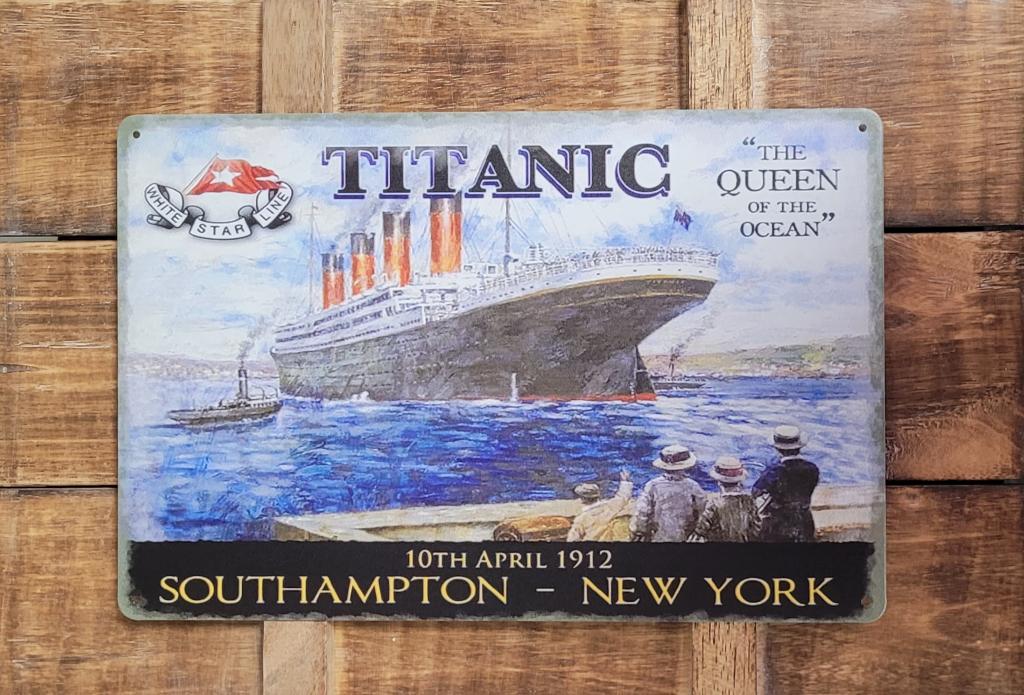 Titanic queen of the ocean schip reclamebord van metaal deco, Verzamelen, Merken en Reclamevoorwerpen, Reclamebord, Info@deconoord.nl