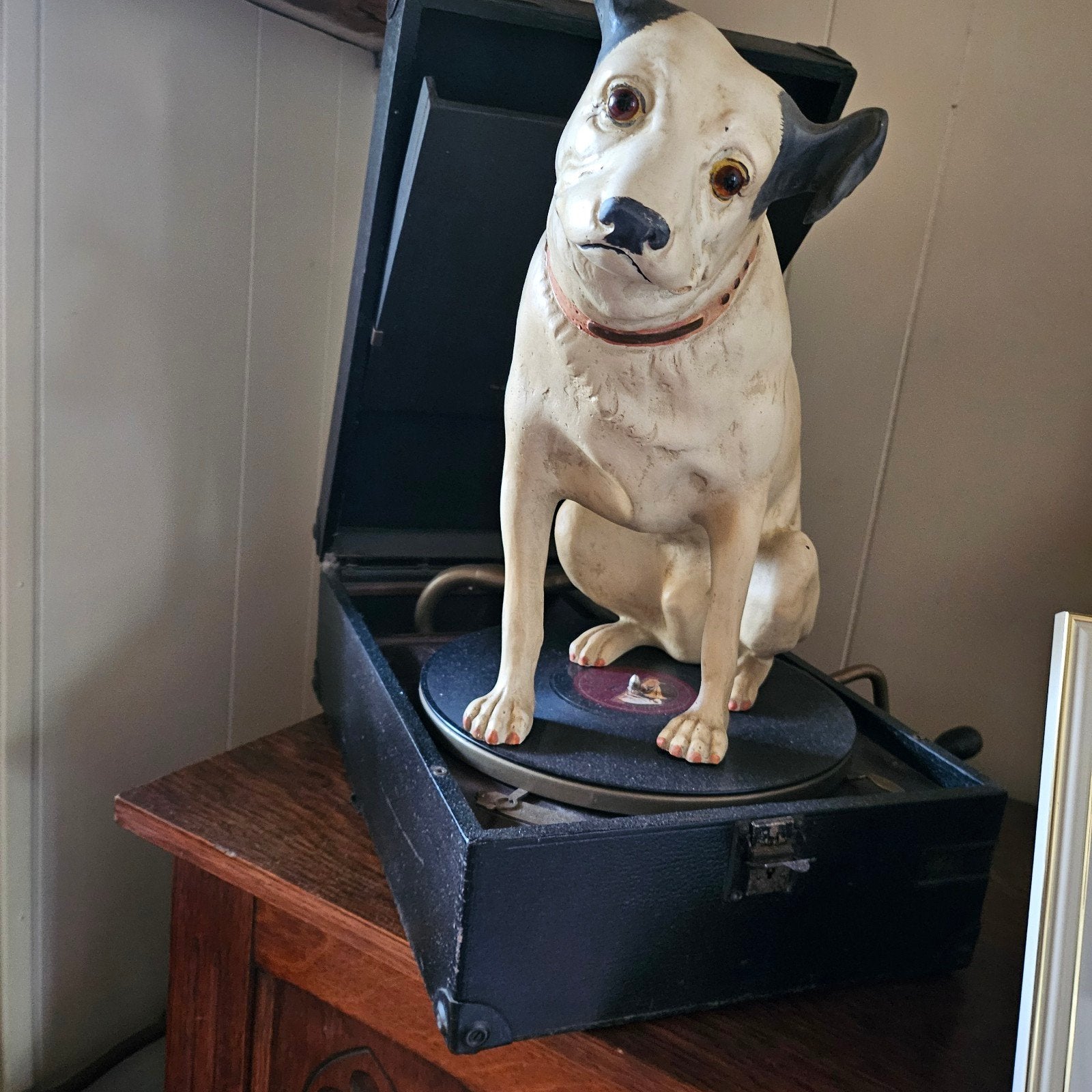 Antieke His Master's Voice Grammofoon met Nipper beeld, Ophalen of Verzenden