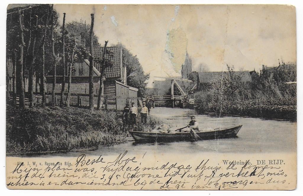 De Rijp Westeinde Oude Gelopen Ansichtkaart ( B6380 ), Verzamelen, Ophalen of Verzenden, Voor 1920, Gelopen