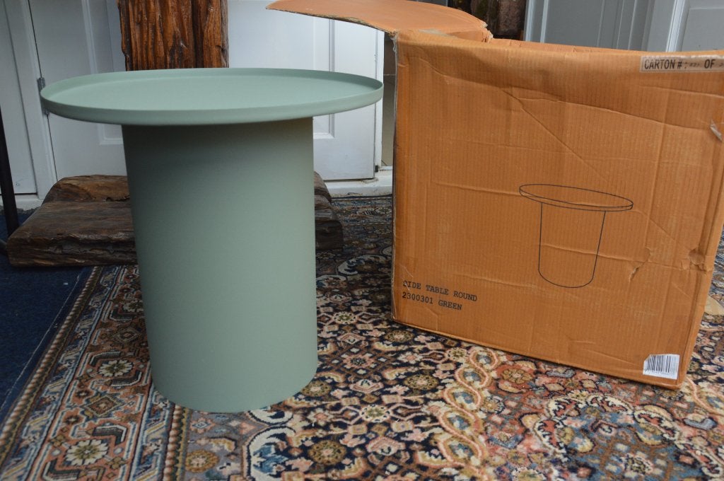 4 groene bijzettafels van Hip District gepoedercoat ijzer, Minder dan 45 cm, Minder dan 55 cm, Metaal of Aluminium, Rond
