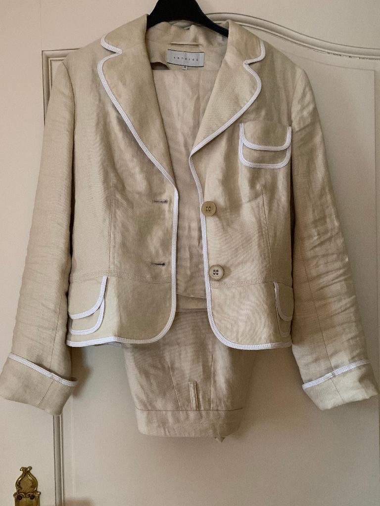 Xandres linnen broekpak maat 34-36, Kleding | Dames, Ophalen of Verzenden, Zo goed als nieuw, Maat 34 (XS) of kleiner, Beige