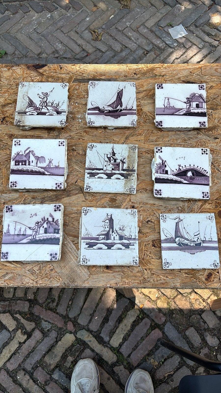 Antieke Hollandse Tegels - Handgeschilderd (18 stuks), Antiek en Kunst, Ophalen