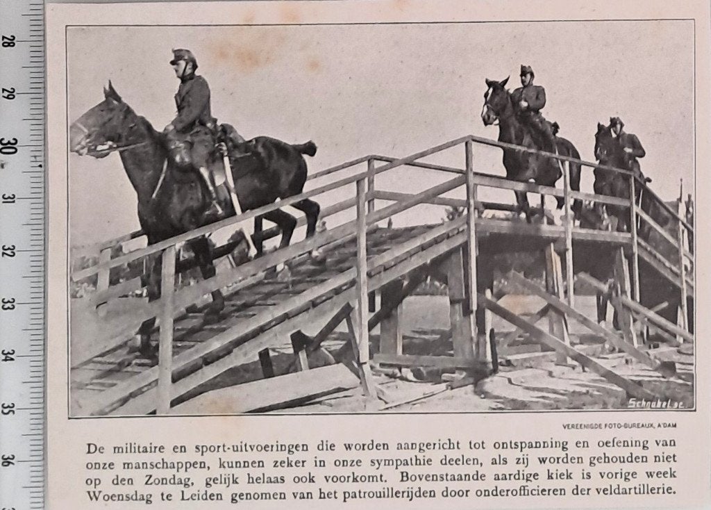 leger 1915:patrouillerijden veldartillerie oefening Leiden, Verzenden, Voor 1940, Gebruikt, Overige onderwerpen