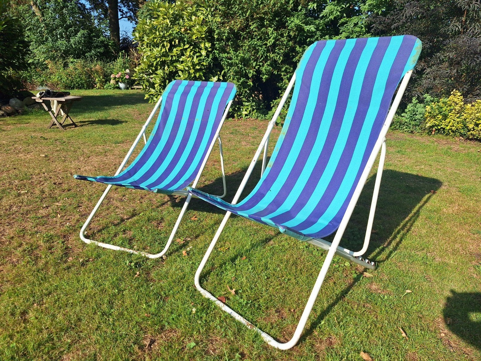 2x Vintage Lafuma strandstoelen - inklapbaar, Ophalen, Gebruikt, Metaal, Inklapbaar