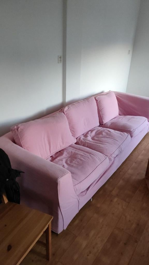 Comfortabele Roze Zitbank, Huis en Inrichting, Banken | Bankstellen, Ophalen, Modern, Comfortabel, 250 tot 300 cm, Gebruikt