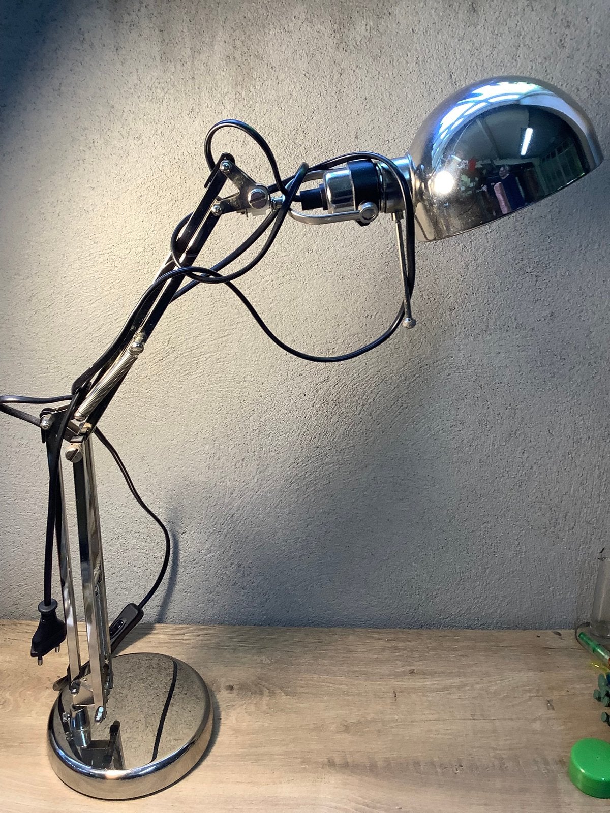 Chromen Forsa Ikea bollamp bureaulamp, Ophalen of Verzenden, Gebruikt, Minder dan 50 cm