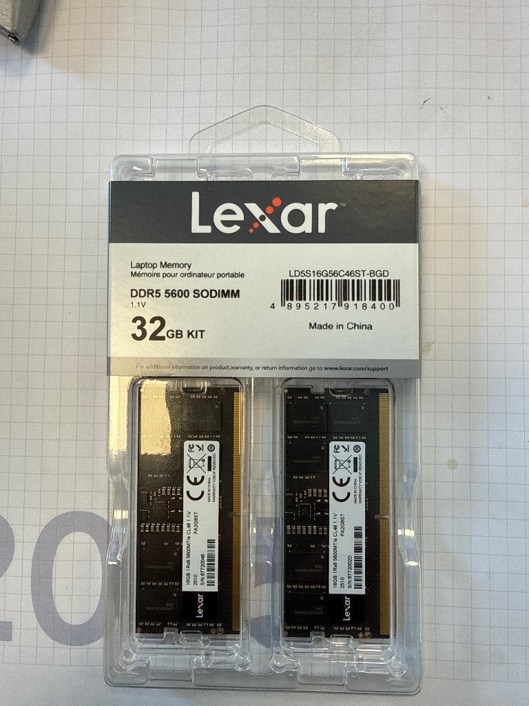 Lexar SODIMM 32GB (2x16GB) DDR5 RAM 5600MHz, 32 GB, Nieuw, Ophalen of Verzenden, DDR5