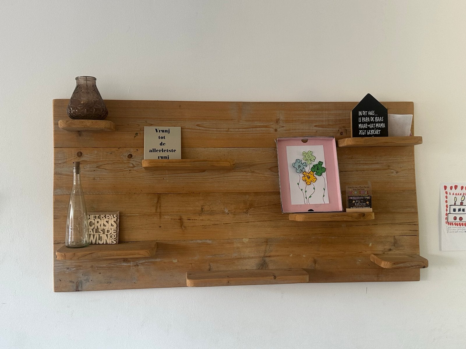 Steiger Houten wandplank met meerdere legplanken, Huis en Inrichting, Woonaccessoires | Wandplanken en Boekenplanken, Ophalen of Verzenden