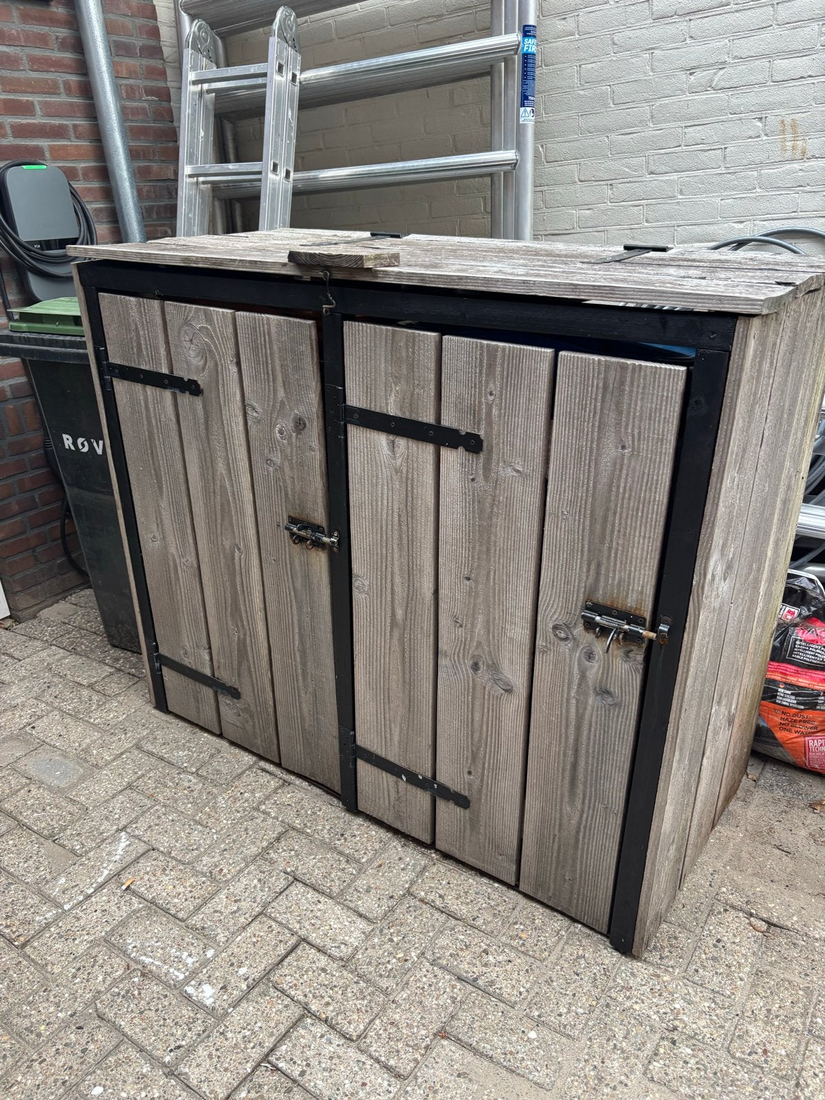 Container Ombouw voor 2 Containers - Hout, Ophalen, Gebruikt, Hout, Containerberging