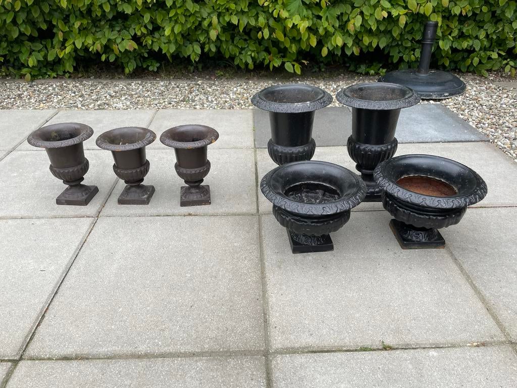 Gietijzeren tuinvazen., Tuin en Terras, Tuinvazen, Ophalen, Gebruikt