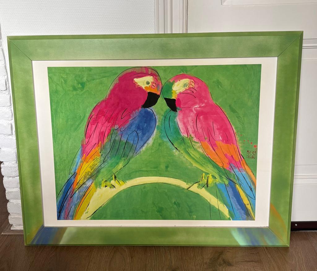 Schilderij “ Two Parrots” van kunstenaar Walasse Ting, 94/74, Ophalen