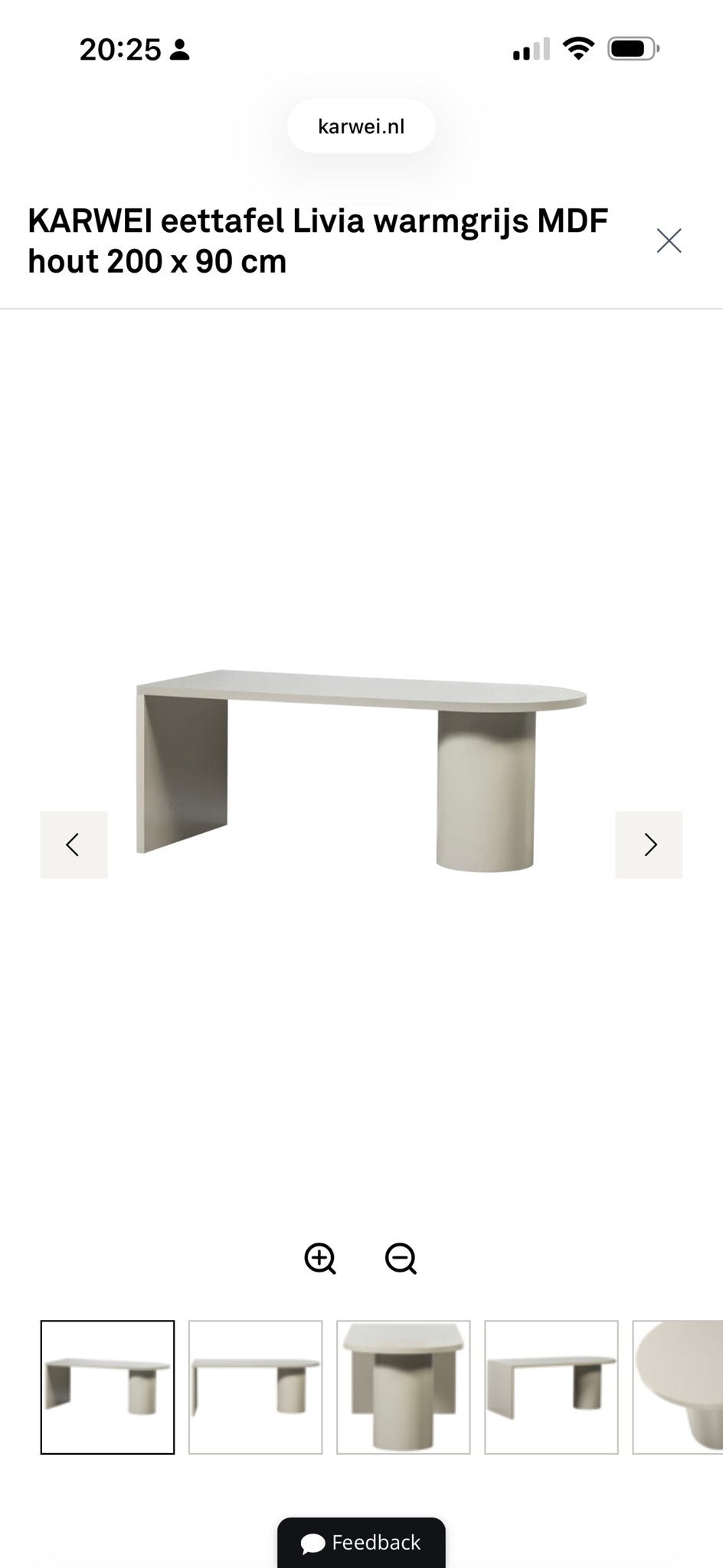 Eettafel Woood Livia warmgrijs MDF - Karwei, Huis en Inrichting, Tafels | Eettafels, Ophalen, Overige materialen, Gebruikt, 50 tot 100 cm