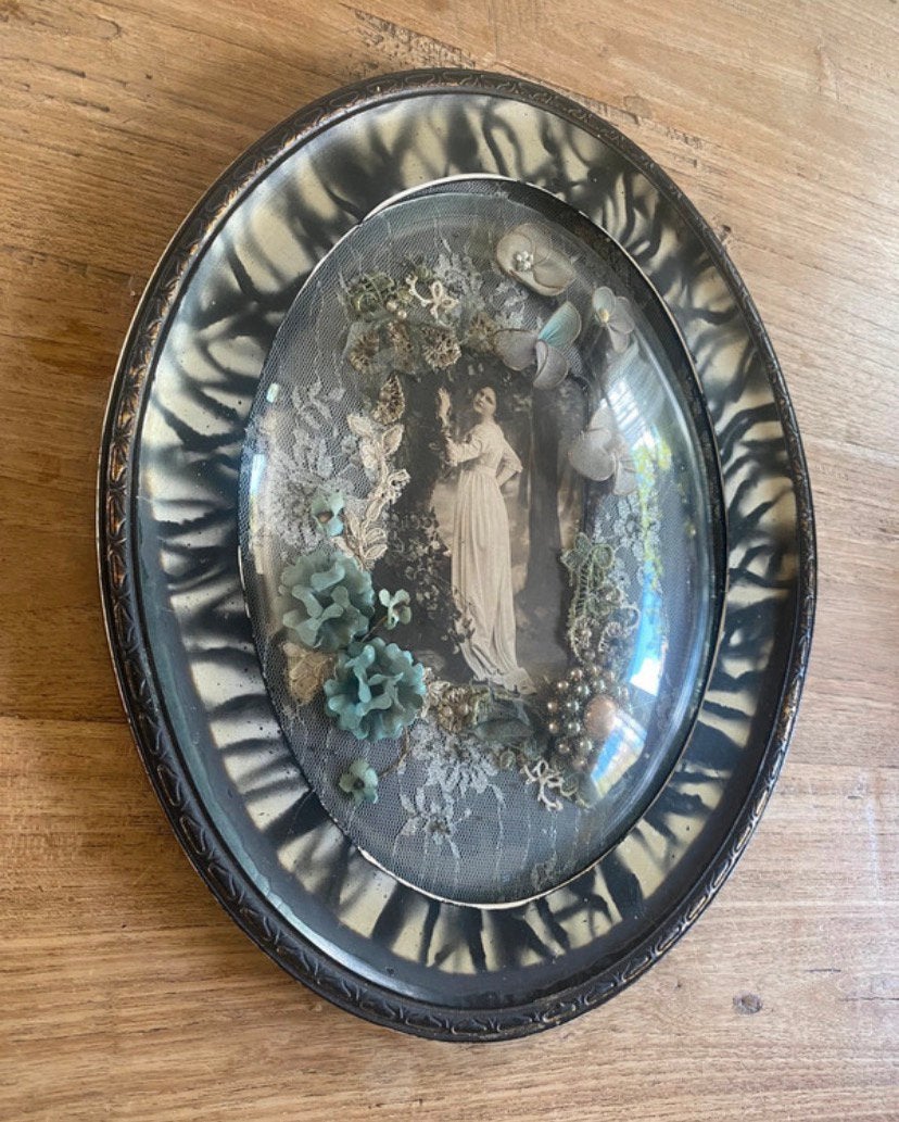Handgemaakt achter bol glas, 30 cm, Meerkleurig, Textiel, Decoratieobject