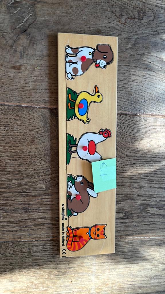 Simplex: houten dieren puzzel (alles 2+2 GRATIS), Ophalen of Verzenden, Zo goed als nieuw