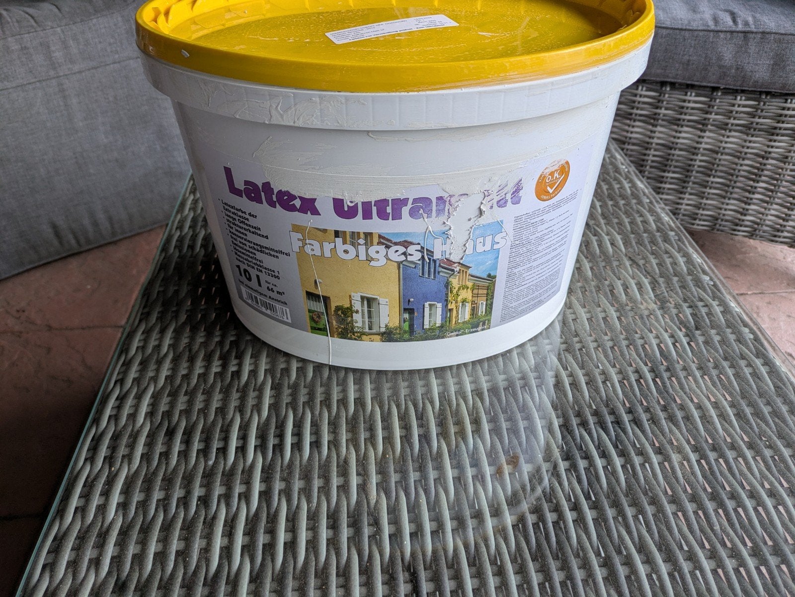 Muurverf (latex) 10L RAL 9010 - Zo goed als nieuw, Ophalen, Wit, Nieuw, Verf