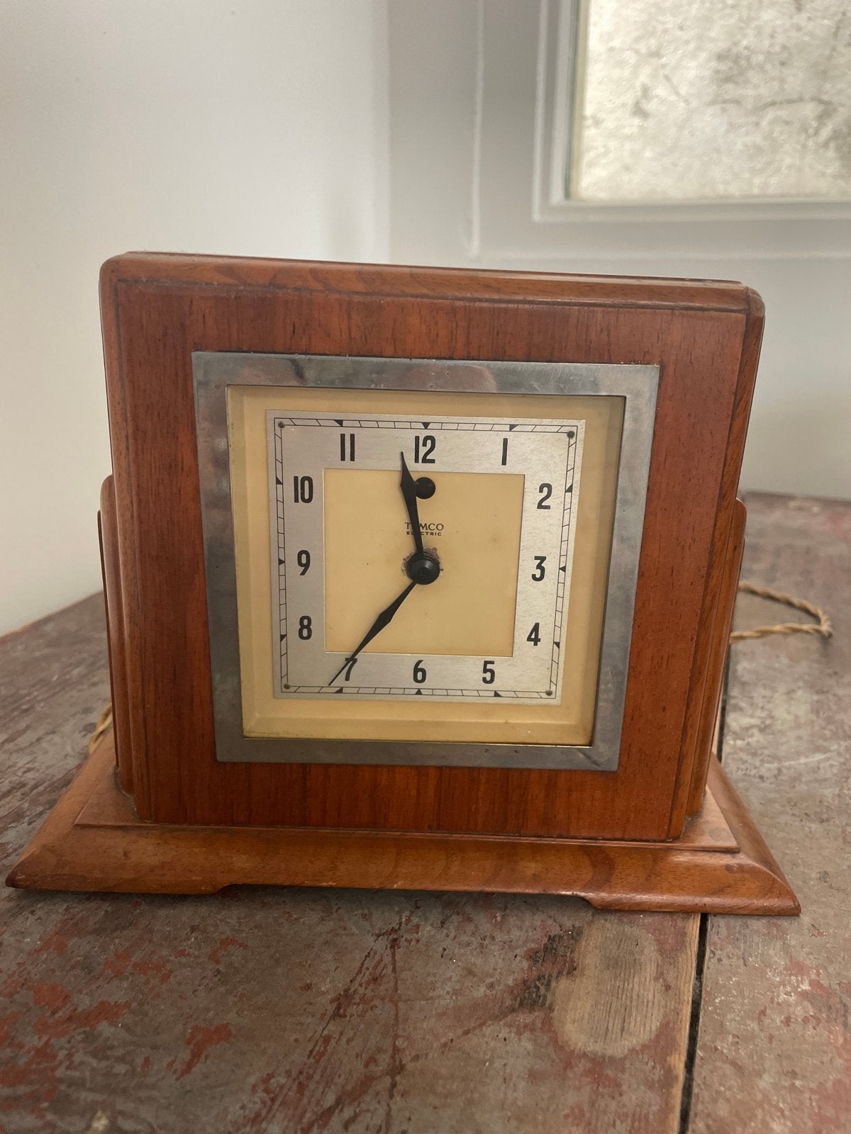 Vintage Temco elektrische klok - Art Deco stijl, Antiek en Kunst, Ophalen