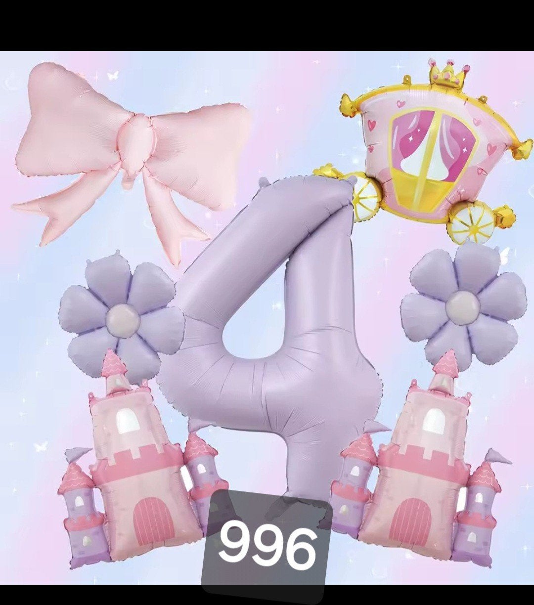 Ballonnen set prinses thema - Cijfer 4, Ophalen, Nieuw, Versiering, Verjaardag