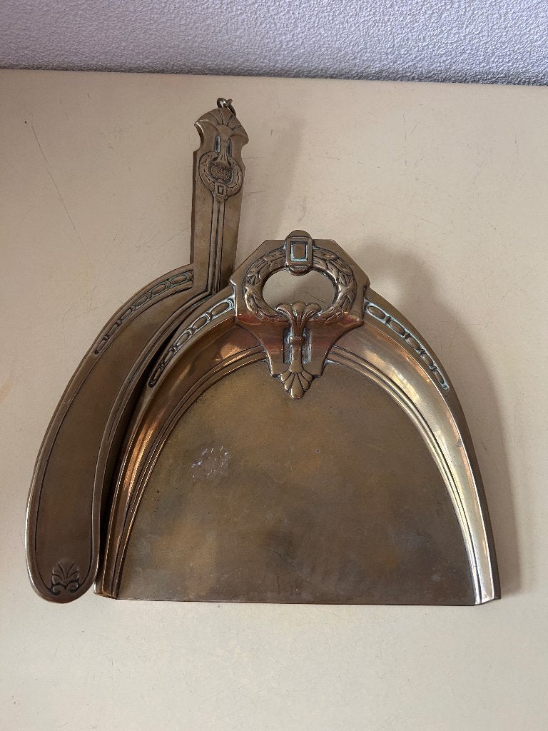 Antiek messing kruimelgarnituur Art Nouveau stijl, Ophalen of Verzenden, Koper