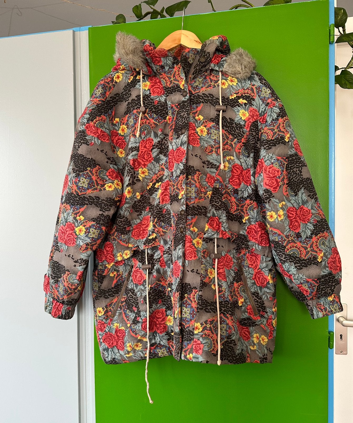 Vintage jas jaren 90 met afritsbare capuchon, Ophalen of Verzenden, Zo goed als nieuw, Maat 46/48 (XL) of groter, Meerkleurig