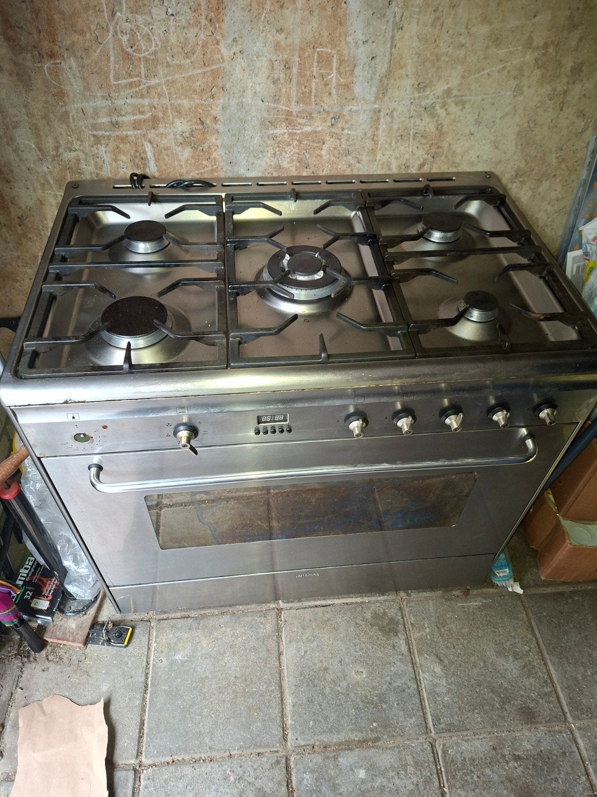 Smeg Fornuis met Oven - 5 Gasbranders - RVS, Witgoed en Apparatuur, Gebruikt, 60 cm of meer, Grill, Ophalen of Verzenden