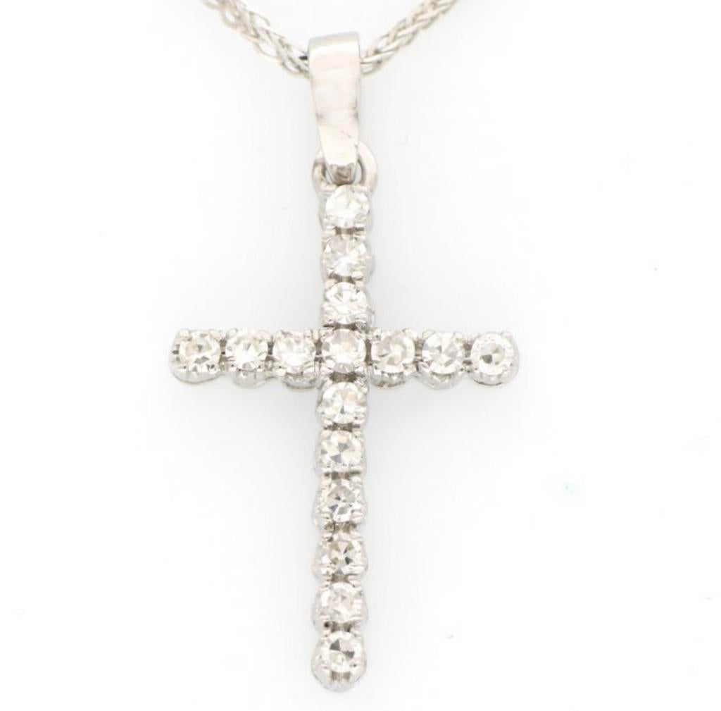 Witgouden kruisje met diamanten , unisex, Ophalen of Verzenden, Zo goed als nieuw, Wit, Goud