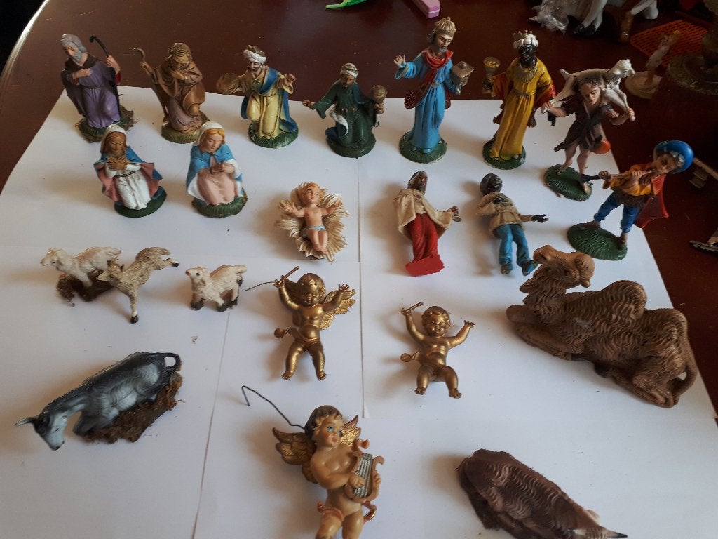 22 Stuks Vintage kerststal figuren Italy jaren 60 - 70, Diversen, Ophalen, Gebruikt