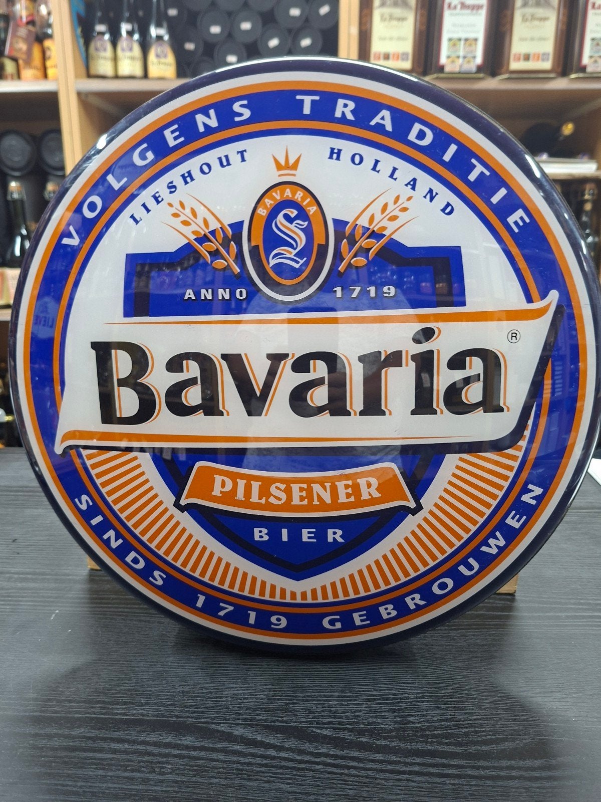 Bavaria Bier Lichtbak - Rond - 41cm, Ophalen, Zo goed als nieuw, Reclamebord, Plaat of Schild, Bavaria