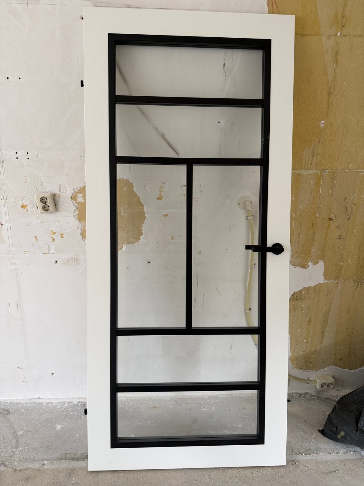 Svedex opdek deur. Wit zwart met helder glas. Links draaiend, Ophalen, Binnendeur, 200 tot 215 cm, Glas