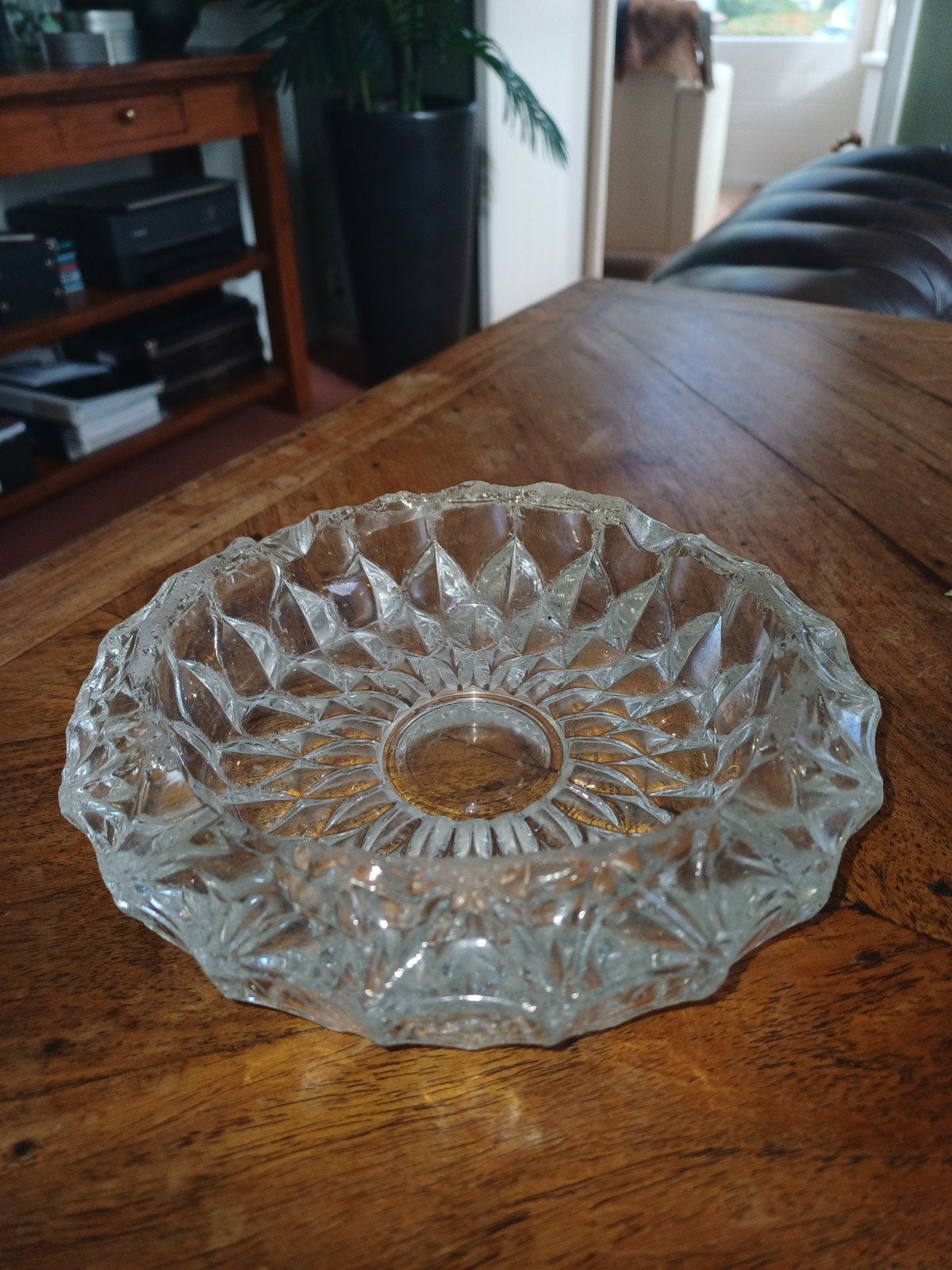 Glazen asbak met decoratief patroon, Antiek en Kunst, Ophalen