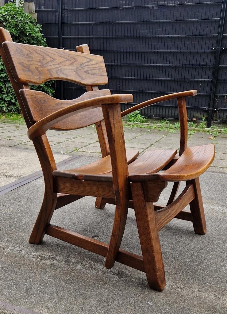 brutalist wood oak chair Dittman & Co armchair, Ophalen