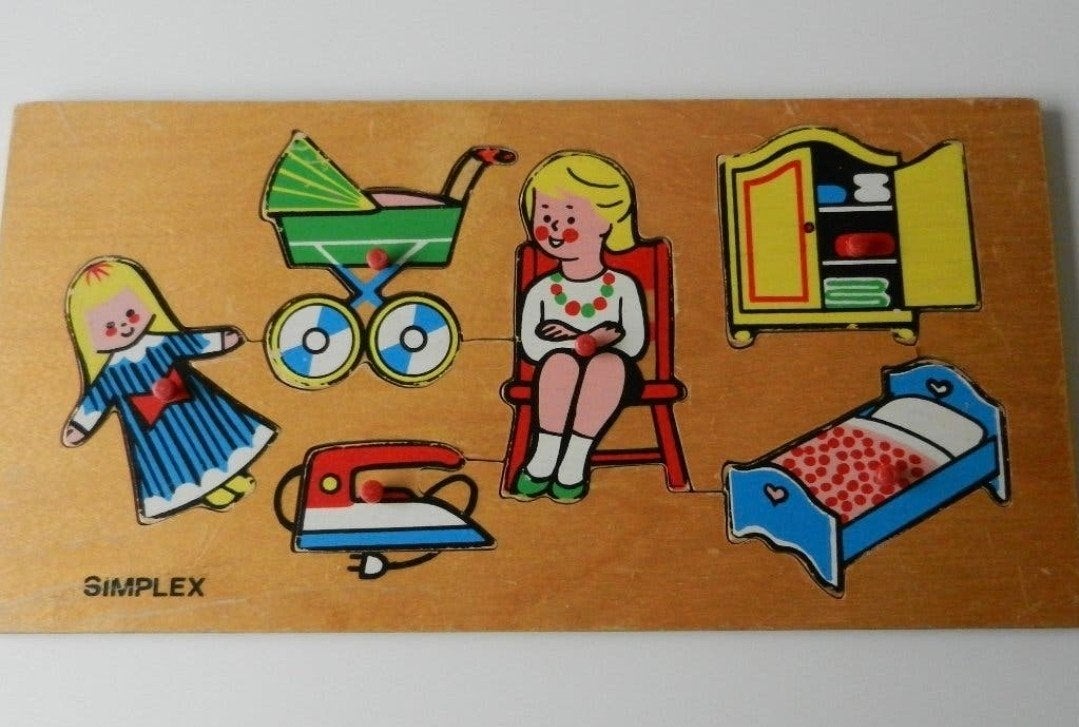 Vintage houten puzzel Simplex Toys jaren 70, Ophalen of Verzenden, Gebruikt, Overige typen