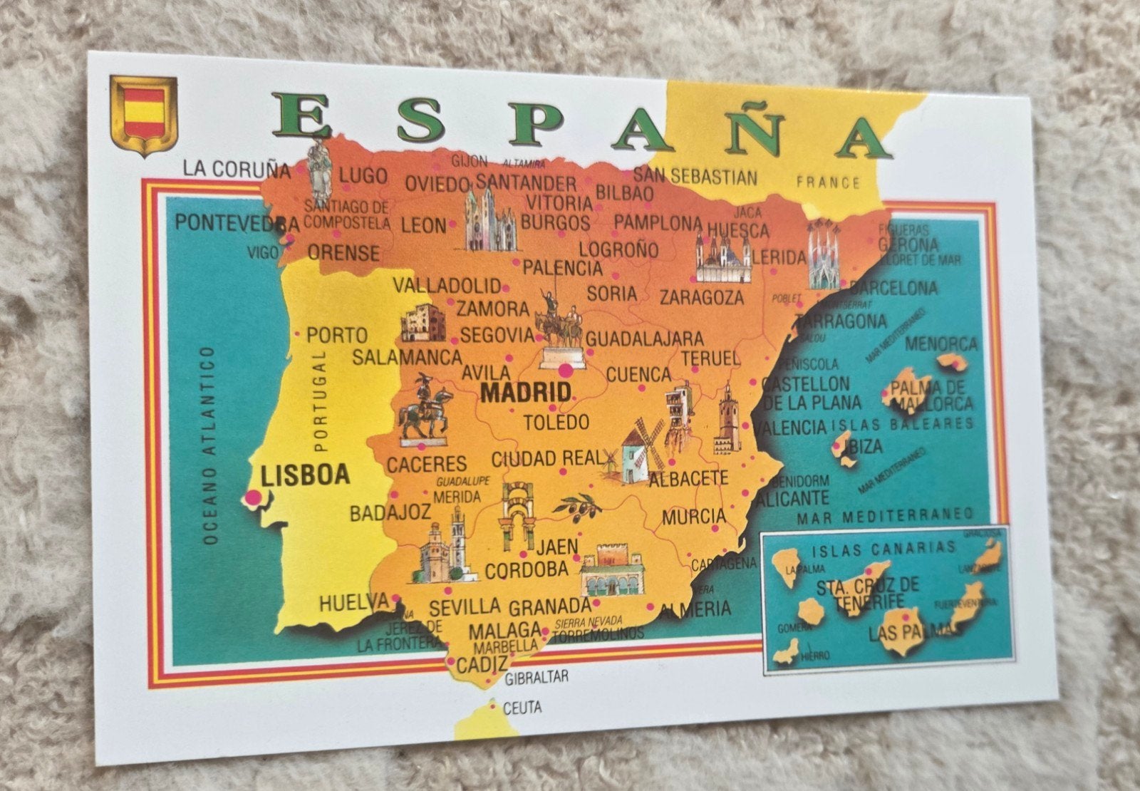 Vintage Spanje Kaart Ansichtkaart - "España", Verzenden, 1980 tot heden, Ongelopen, Spanje