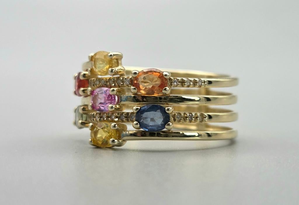 Gouden Vintage ring edelsteen saffier en diamant. 2025/468., Overige kleuren, ., Ophalen of Verzenden, Zo goed als nieuw