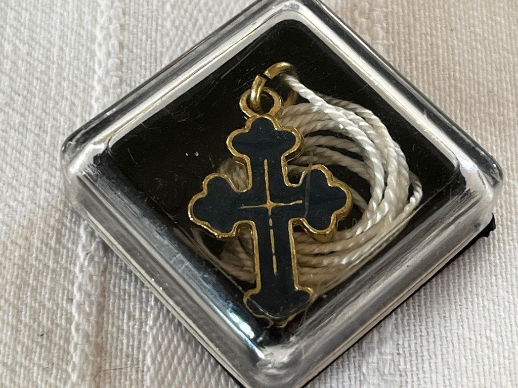Christelijk Orthodox Byzantijns kruis, goudkleur en groen, Ophalen of Verzenden, Nieuw, Sieraad, Overige religies