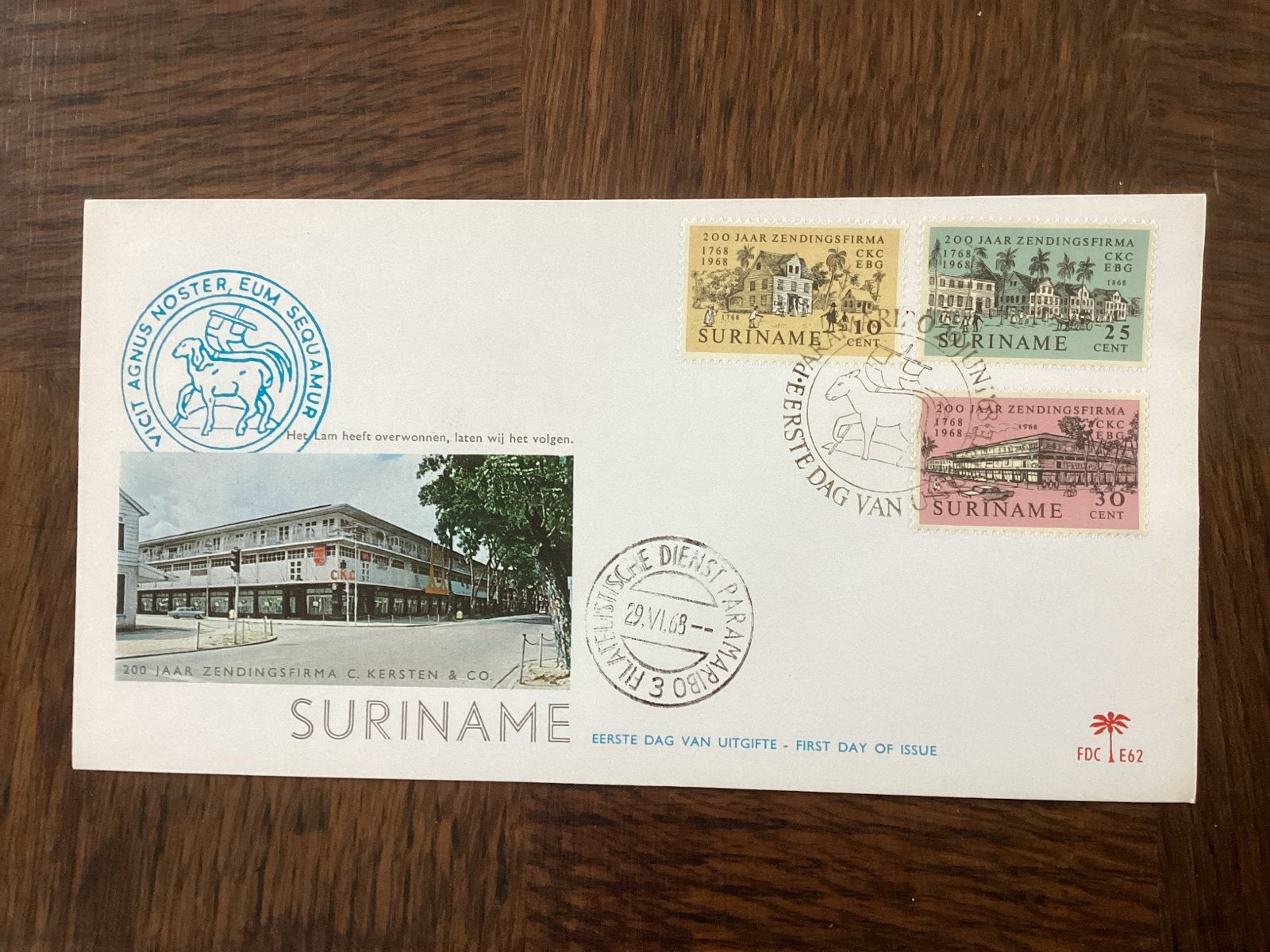 Suriname Eerste Dag Uitgifte - 200 Jaar Zendingsfirma, Met stempel, Ophalen of Verzenden, Gestempeld, 1e dag stempel
