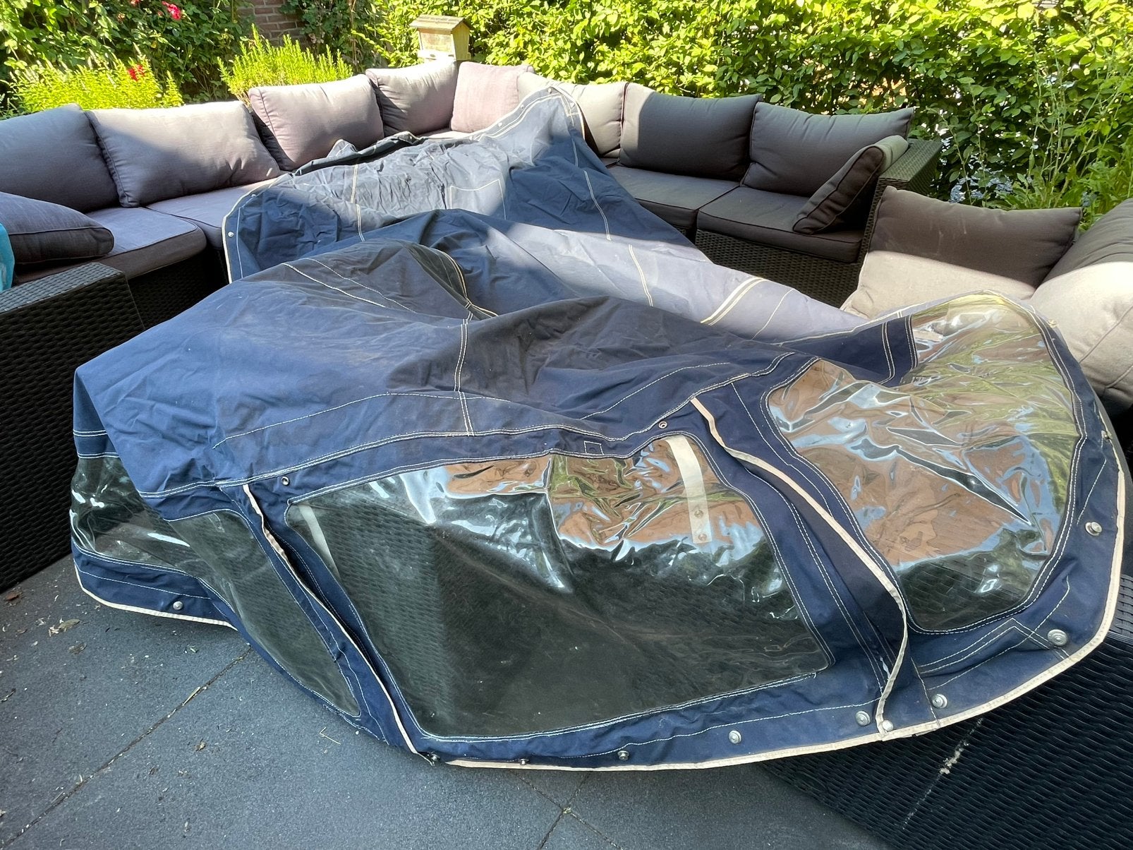Buiskap met achtertent donkerblauw ca. 4.20 lang, Ophalen, Gebruikt, Overige typen, Motorboot