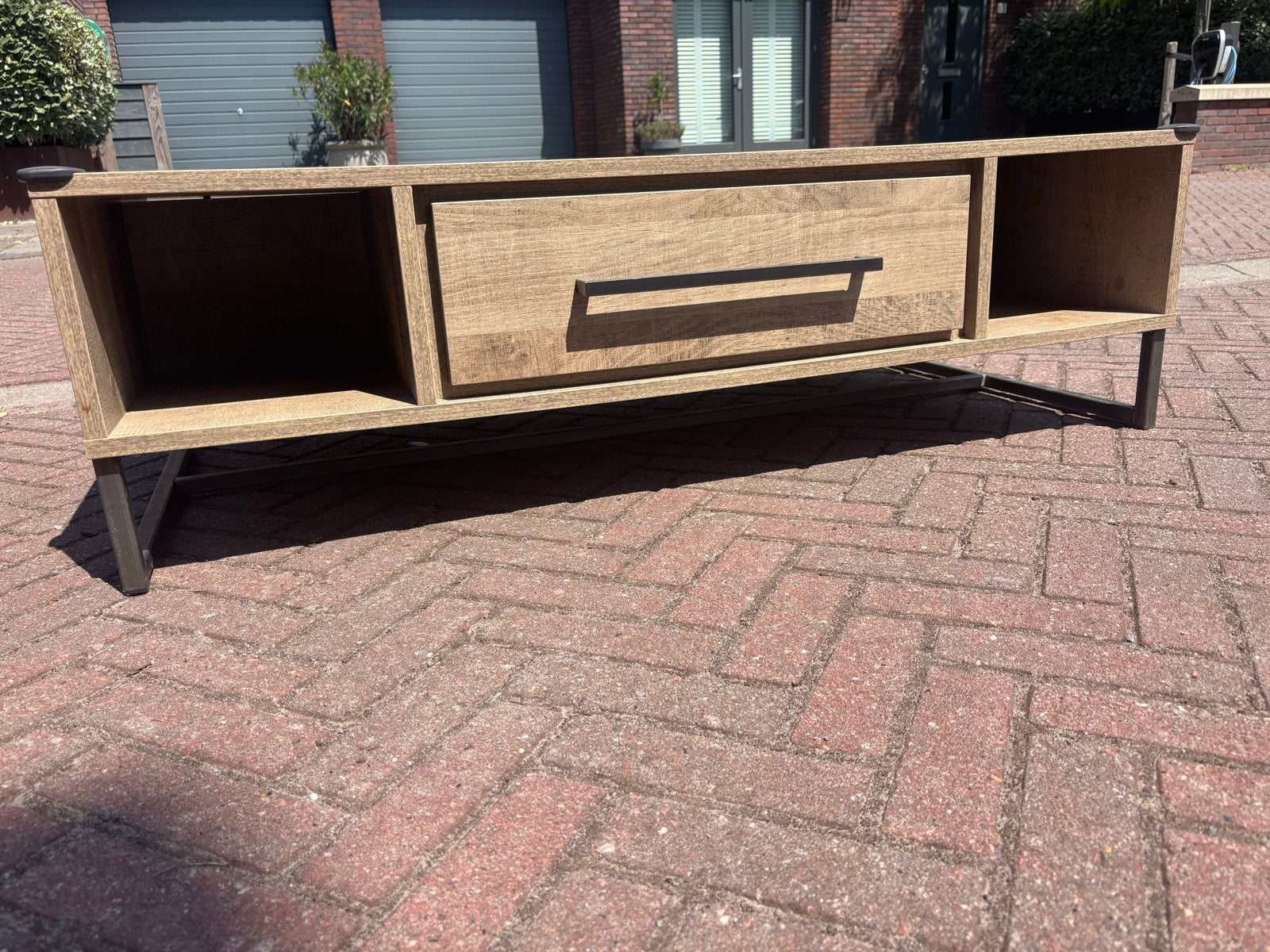 Haco salon tafel met lade en open vakken, Huis en Inrichting, Tafels | Salontafels, Ophalen, Gebruikt, 100 tot 150 cm, 50 tot 100 cm
