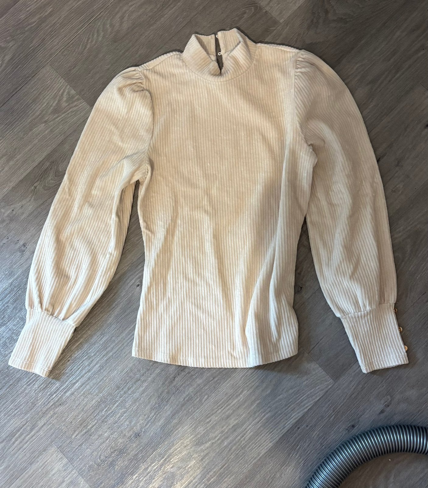 Beige rib coltrui met pofmouw, Ophalen of Verzenden, Zo goed als nieuw, Beige