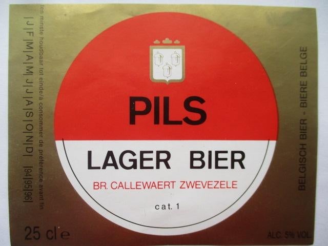 bieretiket Belgie 7-5 (15L) callewaert, Ophalen of Verzenden, Gebruikt, Overige typen, Overige merken