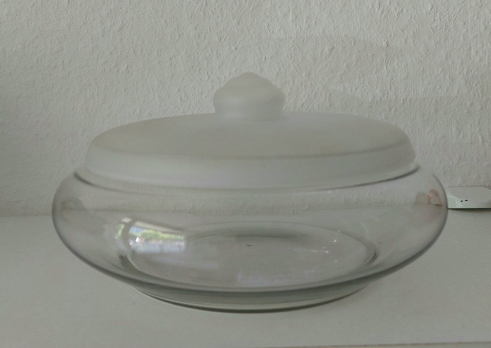 Leerdam glazen koekjesschaal met deksel, vintage, Ophalen of Verzenden