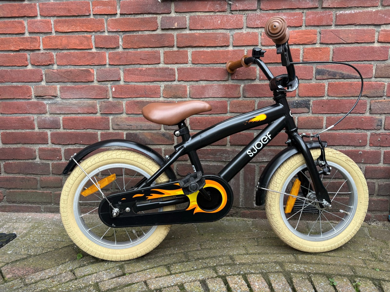 SJOEF Cruise Jongensfiets 14 inch - Mat Zwart, Fietsen en Brommers, Ophalen, Gebruikt, Minder dan 16 inch