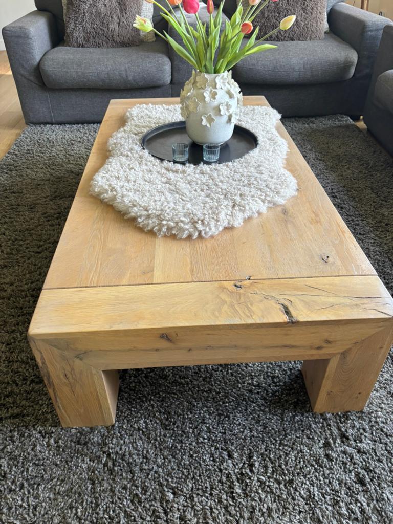 Zeer nette blank houten salontafel, Ophalen, 100 tot 150 cm, 50 tot 100 cm, Zo goed als nieuw