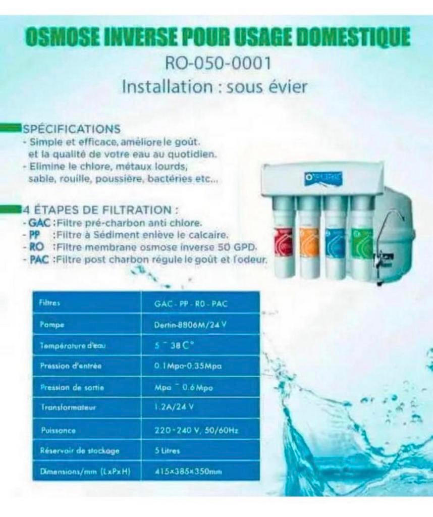 Osmose Omgekeerde osmoseur thuis 50GDP Smart waterzuivering, Huis en Inrichting, Nieuw, Ophalen of Verzenden, H, H